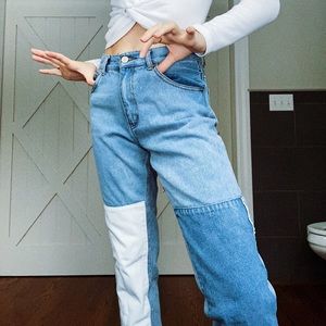 White and dark denim patch jeans!